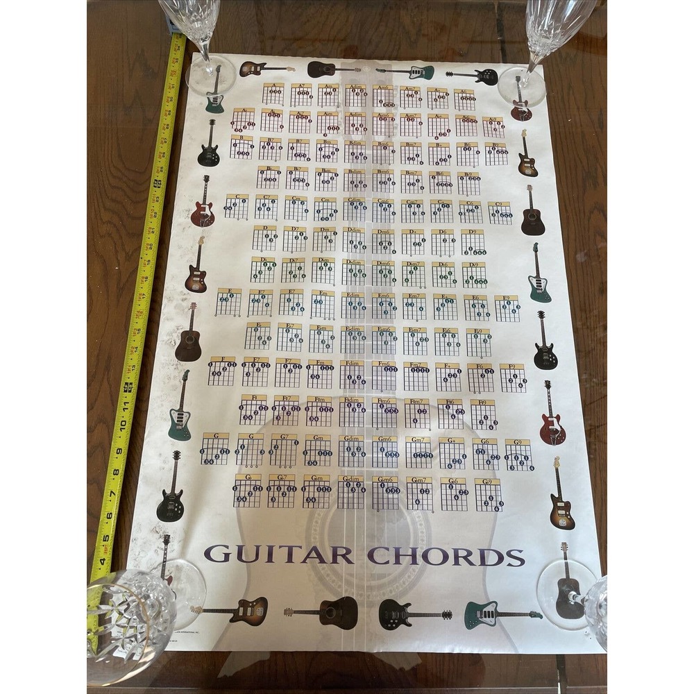 Vintage RARE Guitar Chord Poster Reference Guide 24x34 2004 Item 1457